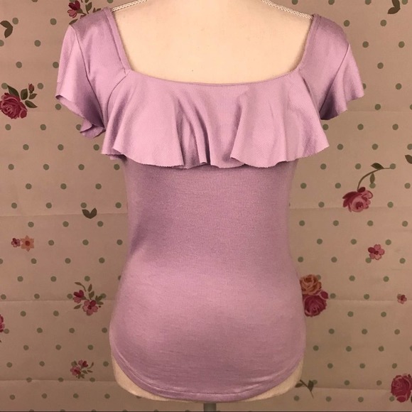 Free People | Lavender Ruffle Open Neck Top | NWOT - Picture 2 of 6